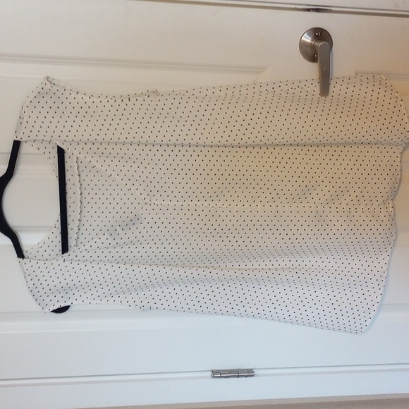 Halogen polka dot cap sleeved hi-low blouse | M - Picture 2 of 3